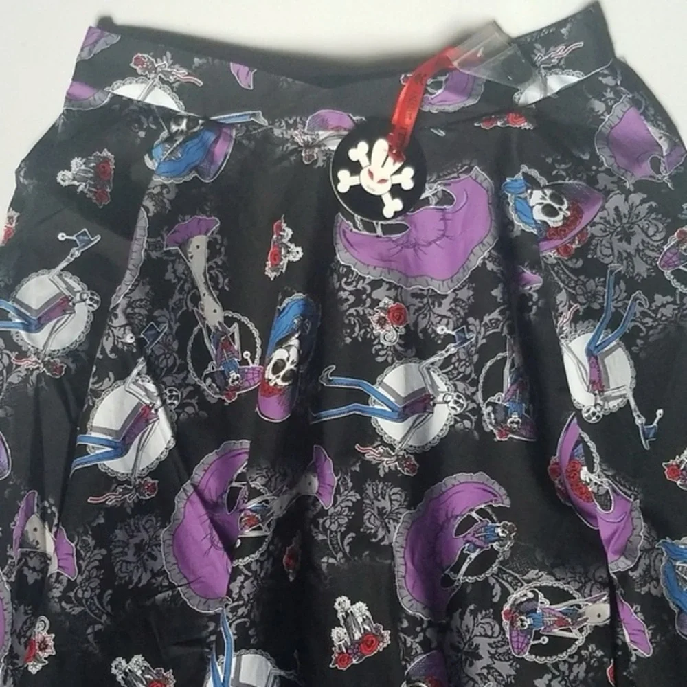 Hell Bunny Black and Purple Skater Skirt - Picture 4 of 5